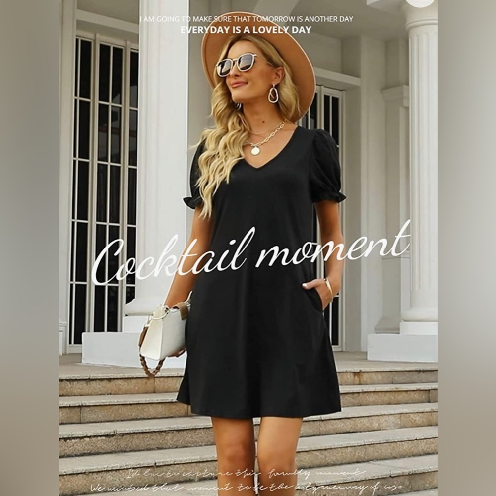 Black Teeshirt Dress with Pockets